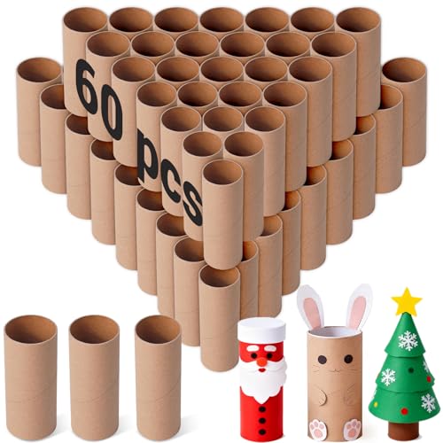 Brown Cardboard Tubes for Crafts, 60Pack, Bulk Paper Rolls for Kids DIY, Classroom Art Supplies, Holiday Decor (20pack 1.38x3.98", 20pack 1.57x3.98",20pack 1.69x3.98") - color: Brown, size: 60Pack
