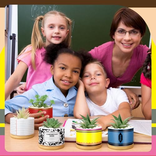 6 Pcs Christmas Teacher Gifts Mini Ceramic Succulent Plant Pot, Classic - style: Classic