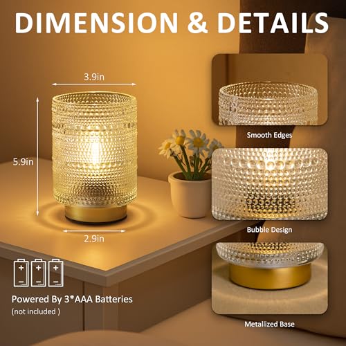 2 Pack Battery Operated Lamp with Timer,Small Decorative Table Lamps,Clear - color: Clear, size: 2 pack