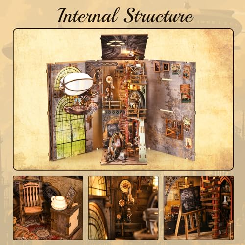 TOYQI Book Nook Kit for Adult, DIY Miniature Dollhouse Kit, Airship Model - color: Uncle's Warehouse