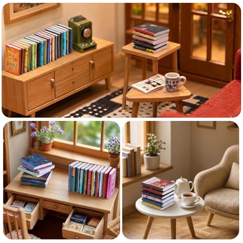 500pcs Mini Books Miniatures Dollhouse Books for Anxiety Bookshelf Library - style: 500pcs Mini Books