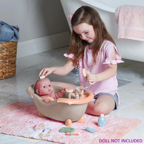 JC Toys - for Keeps Playtime! | Baby Doll Real Working Bath Set | Fits Dolls up to 16" | Shower and Faucet Really Work | Play Accessories | Ages 2+ | Earth Tone Colors - color: Neutral Beige Bath Set