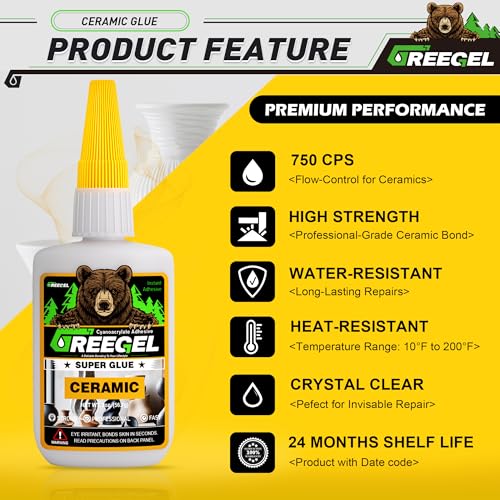Ceramic CA Glue, Porcelain Clear Super Glue for DIY & Repairs, 4 oz - size: 4 Ounce, style: Ceramic Super Glue