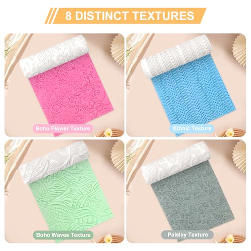 8 Pcs Non-Stick Polymer Clay Texture Rollers (Complex Texture) - color: Complex Texture