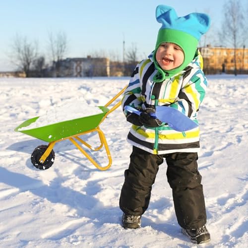 Costzon Kids Wheelbarrow, Metal Construction Toys Kart, Child Wheel Barrel w/Non-Slip Handle, Wearable Wheels, Yard Rover Steel Tray, Tote Dirt/Leaves/Tools in Garden for Toddlers (Light Green) - color: Green, size: 29" x 14" x 17"( L x W x H )