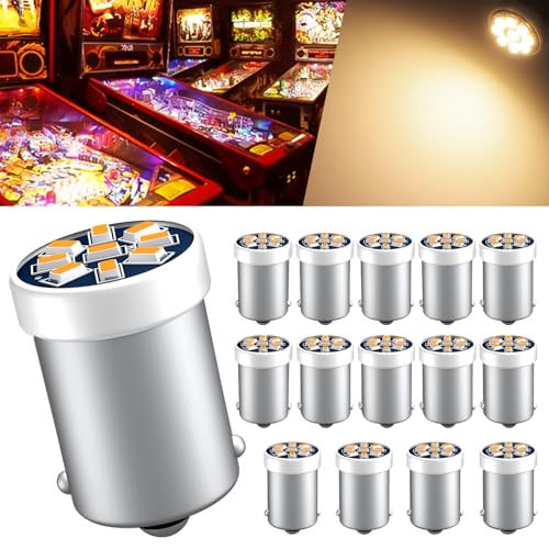 GE44 47 BA9S LED Bulb AC 6V 6.3V Warm White Pinball Arcade Machine Light - color: Warm-white