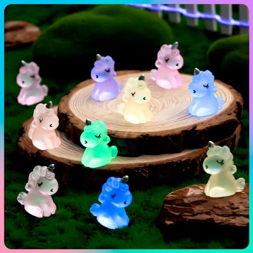 HFAYDZSW 60Pcs Luminous Mini Resin Unicorn Figurines