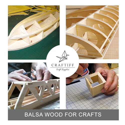 Balsa Wood Sheets 1/2" Inch Thick 12" x 4" Unfinished Wooden Board by Craftiff (5 Pack)