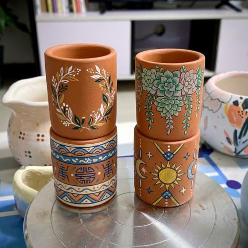 Mini Terracotta Pots – Small Clay Flower Pots for Succulents, Cactus, DIY Crafts, Fairy Garden, School Projects, Mini Planters – Set of 20 (Rimless Cylinder, 1.2 Inch) - size: 1.2 Inch, style: Rimless Cylinder