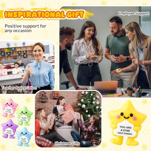 Gejoy 25 Pcs Mini Rubber Colorful Star Toys Positive Mini Stars Figures - style: Colorful Star