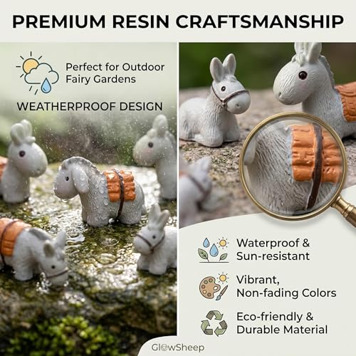 20pcs Miniature Resin Donkeys, Mini Farm Animals Figurines for Fairy Garden Accessories, Tiny Plastic Animals to Hide for Cake Toppers Decor, DIY Crafts,Terrarium Micro Landscape Ornaments