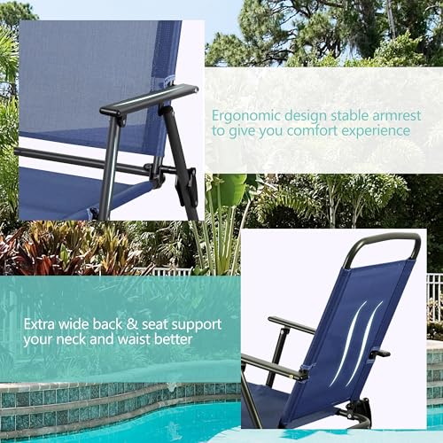 Vongrasig 6 Pieces Folding Patio Dining Set, All Weather Small Metal Outdoor Table and Chair Set, Garden Patio Furniture Set w/Umbrella, Glass Table & 4 Folding Chairs for Lawn, Backyard, Blue - color: Blue