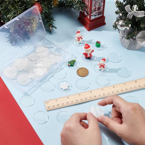 FINGERINSPIRE 60 Pcs Clear Circles Acrylic Sheet 1.18" Circular Miniature Bases 2mm Thick Blanks Action Figure Display Base Round Acrylic Base for Miniatures Wargame Holiday Craft Keychain - color: Clear