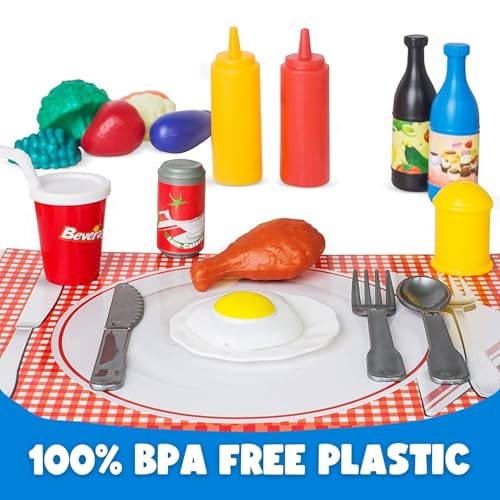 120 Piece Deluxe Pretend Play Food Toy Tasty Treats Plastic Cooking and Grocery Shopping Assortment Set - style: 120 Pieces