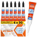 INSOIA Super Glue Gel Clear, 6 x 3g, All Purpose Non-Drip Single-Use - style: Gel
