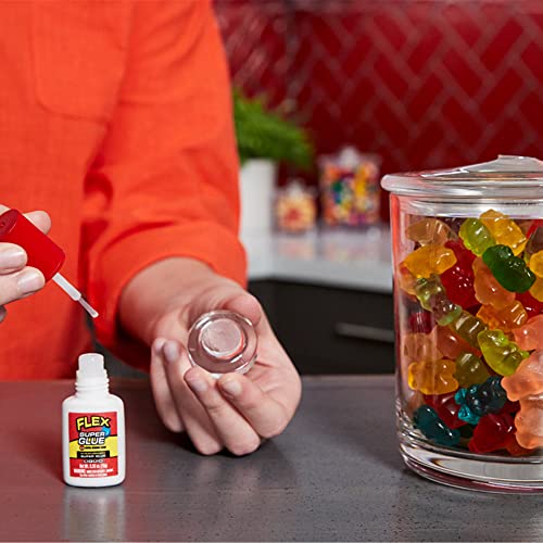 Flex Super Glue Liquid, 10 Gram Brush-On Bottle, 10-Pack, Clear, Instant Bond, Quick Dry, Cyanoacrylate Adhesive, Precision Brush for Wood, Metal, Plastic, Crafts, Ceramic, and Toy Repairs - size: 10-Pack, style: Liquid 10 Gram Brush Top