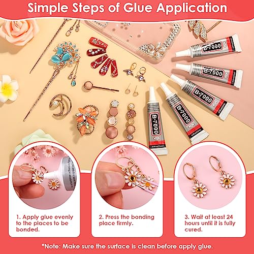 5 PCS 15 ML B7000 Super Glue, Transparent B-7000 Glue Rhinestone Gems Glue Flexible Adhesive for Crafts Jewelry Making Fabric Phone Repair Nail Art Glass Shoes Charms - style: 5 x 15ml