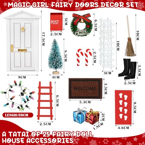 Hungdao 20 Pcs Christmas Fairy Door Wooden Miniature Decor, White - color: White