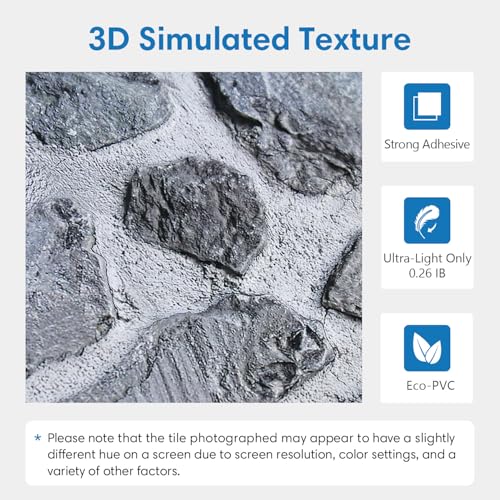 3D Faux Stone Wall Panels Peel and Stick, 12 Pcs 22.8" x 11.8" - color: Faux Gray Stone -B