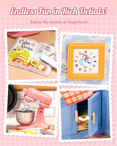 ROBOTIME Super Creator Kits, Miniature Kitchen Kit, DIY Plastic House Building Toy Set, Tiny Kitchen Making Kit Model Craft Hobby Unique Gift (Homely Baking Kitchen) ﻿ - color: Homely Baking Kitchen