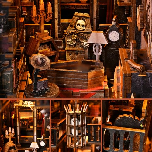 TOYQI Book Nook Kit, DIY Miniature Dollhouse Kit for Adults and Teens - color: Dark Family