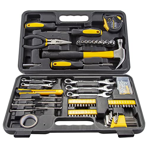 CARTMAN 148-Piece Automotive And Household Tool Set, Yellow Repair Kit Case - color: Yellow
