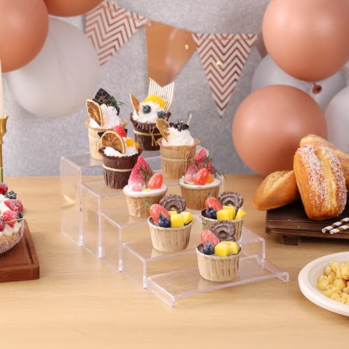 ANDGOO 10-Pack Acrylic Display Risers, Clear Stands for Cupcake Display - color: Clear, size: 10Pcs (7.6”L~8”L~8.4”L~8.8”L~9.2”L)