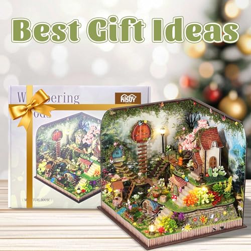 Kisoy DIY Miniature House Kit, Tiny House Kit with Furniture and LED Light for Adults and Teens, DIY Mini House Craft Kit, Decorations/Gifts for Family and Friends（Whispering Woods） - color: Whispering Woods