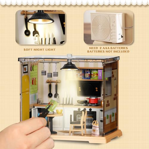 DIY Miniature House Kit mini Kitchen with Furniture and LED