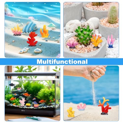 24pcs Mini Fake Resin Coral Reef, Miniature Resin Coral Figurines 12 Styles Colored Small Artificial Plants for Fish Tank Garden Flower Pot Bonsai Tiny Micro Landscape Decors Faux Coastal Beach Ocean