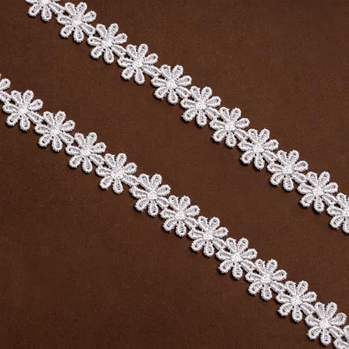 15 Yards Floral Lace Ribbon, 0.51 Inch Wide - color: White Flowers