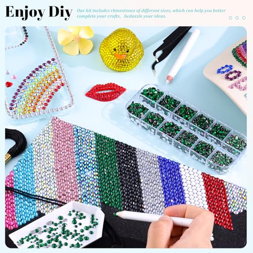 6100Pcs Resin Rhinestones for Crafting with 2Pcs 10ml B7000 Jewelry Glue, 1 Box Flatback Crystals Diamond (Emerald Green) for Bedazzling Crafts DIY Nail Art Non Hotfix Gems for Clothing Shoes - color: Emerald Green, size: 1 Small Pack + 2Pc Glue