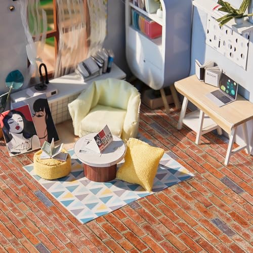 Flutesan 12 Pcs Miniature Dollhouse Wallpaper, Red Brick - style: Red Brick