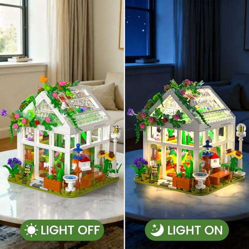 Flowers House Building Set with LED Light, for Adults Teens Girls Ages 8+