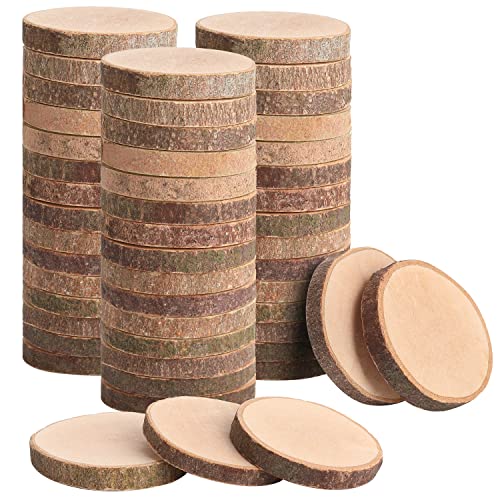 Wood Slices Crafts Small Log Rounds Cookies Pieces 50Pcs 3-4cm Rustic Wedding Centerpieces Ornaments DIY - size: B (3-4 cm) 50Pcs