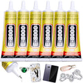 6pcs X 15ml E8000 Jewelry Rhinestones Glue E-8000 Clear Super Glue Transparent Adhesive for Phone Repair Jewelery Making Crafts Gem Fabric Metal Nail Art Stone Wood Glass - style: E8000 6pcs x 15ml