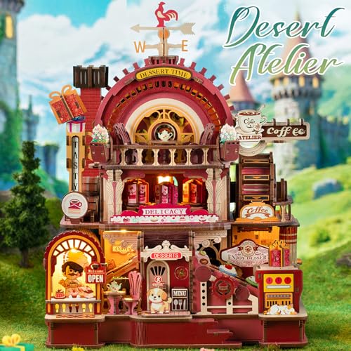 3D Wooden Puzzle for Adult, 3D Puzzle DIY Miniature House Kit for Adult, Booknook with LED Light, 3D Wood Puzzle Gifts for Family, Friend, Bookshelf Deco(Sweet Treats Workshop) - color: Sweet Treats Workshop