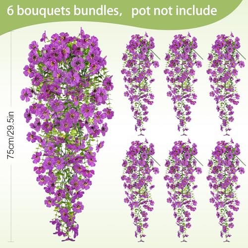 Artificial Hanging Flowers for Outdoors Spring Summer Decor - color: Purple