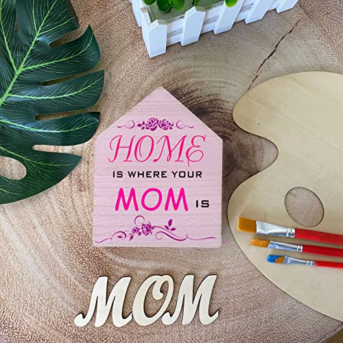 6 Inch 4 Pieces Unfinished Wooden House Shaped Blocks for Crafts Blank Wood House Freestanding Mother's Day Memorial Sign，1 Inch Thick MDF (Pack of 4) - size: 6 in (Pack of 4)