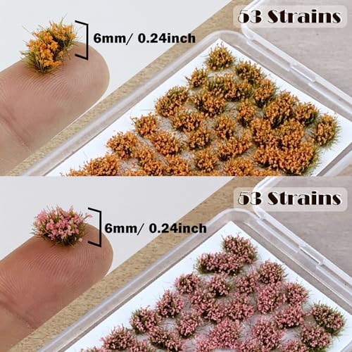 Woohome 2 Pack Miniature Colorful Flower Cluster Self Adhesive Flower Vegetation Groups Pink Orange Static Grass Tufts for Train Landscape Railroad Scenery Sand Military Layout Model - color: 2b