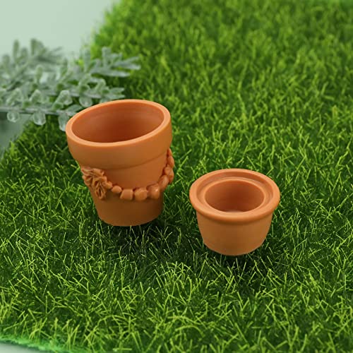 SING F LTD 2 Sets (14PCS) Dollhouse Flower Pot Miniature Plant Terracotta Pots Simulation Bonsai Pot Fairy Garden Landscape Decoration for Dollhouse Garden Decor