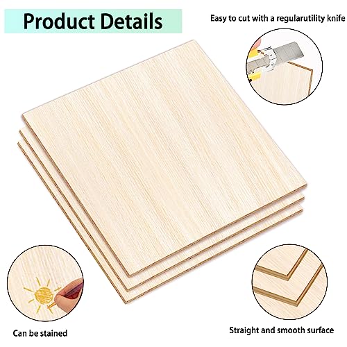 18 Pack Basswood Sheets 6X 6 x 1/16 Inch Thin Wood Sheets for Crafts - size: 18 Pack 6 x 6 x 1/16 inch