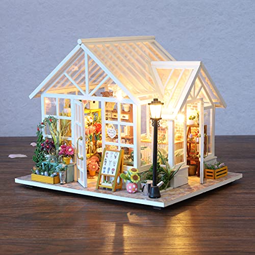 GuDoQi DIY Miniature Dollhouse Kit, Tiny House kit with Music, Miniature House Kit 1:24 Scale, Great Handmade Crafts Gift for Birthday Christmas, Beautiful Flower Shop - color: Beautiful Flower Shop