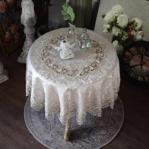 ARTABLE Stone Lace Round Tablecloth Small Table Topper Macrame 47 Inch - color: Stone, size: 47" (Round)
