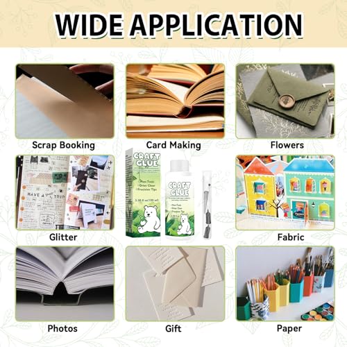Craft Glue Bottle with Fine Tip, Craft Glue Quick Dry Clear for Precision Paper Crafts, Scrapbooking Supplies, Card Making (100ml)