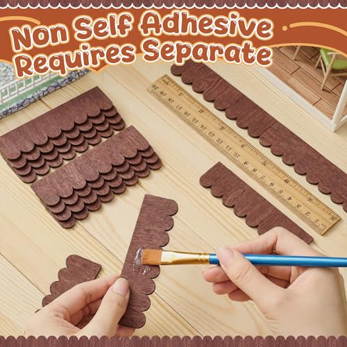 Wenqik 100 Strips Dollhouse Roof Shingles, Chestnut Brown - color: Chestnut Brown