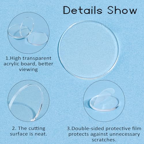 NICENEEDED 100 PCS Clear Acrylic Circles, 2.5 CM Circular Miniature Bases Blanks Acrylic Disc, Round Transparent Flat Base for Miniatures DIY Art Projects Suplies