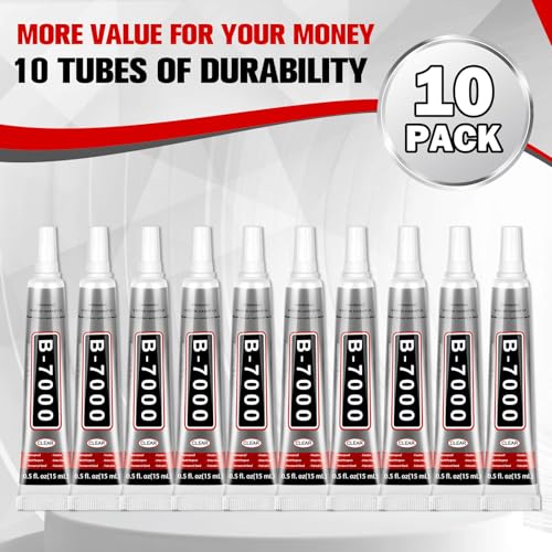 B7000 Bedazzling Glue (10 Pack, 15ml), Clear Rhinestone Jewelry Adhesive