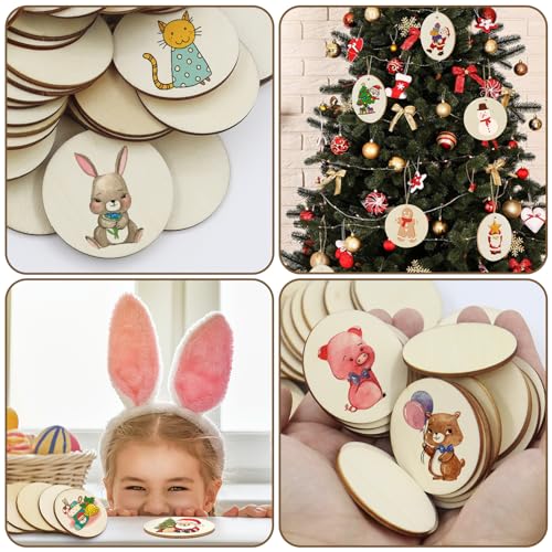 200 Pieces 2 Inch Round Wood Circles for Crafts - size: 2Inch-200PCS