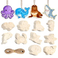 80PCS Unfinished Ornament Wood Crafts, Painting Blank Wooden Cutouts - color: Sea